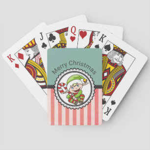 Jeu De Cartes Joli elfe de vacances avec Sucre de canne Joyeux N