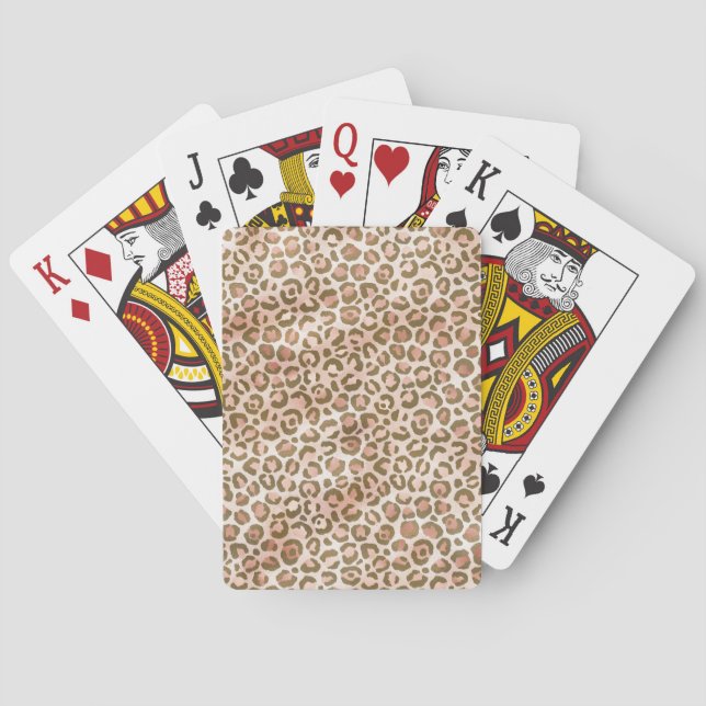 Jeu De Cartes Joli Empreinte de léopard Brown Peach (dos)
