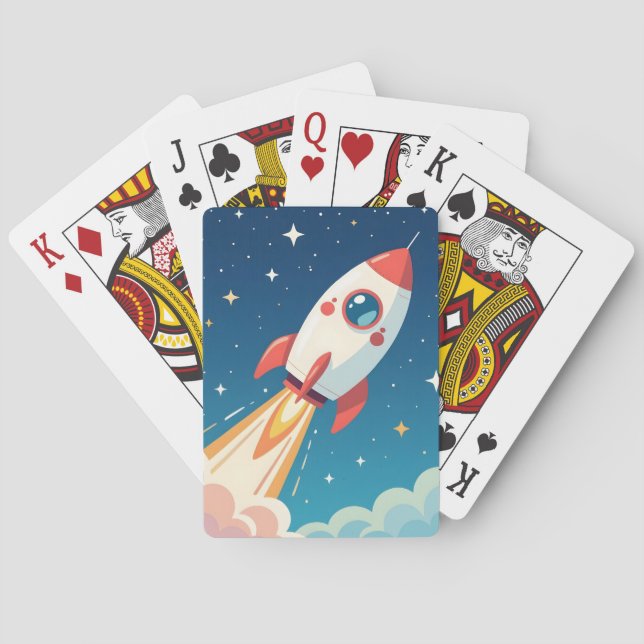 Jeu De Cartes Joli fusée spatiale décollant (dos)