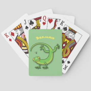 Jeu De Cartes Joli gecko vert salutations avec dessin animé