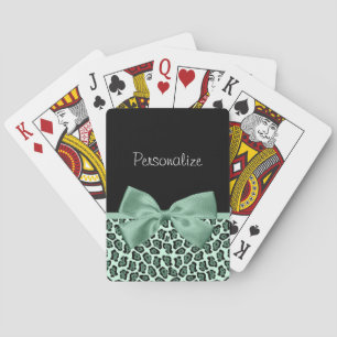 Jeu De Cartes Joli Jaguar vert Imprimer fille Jade Bow et nom