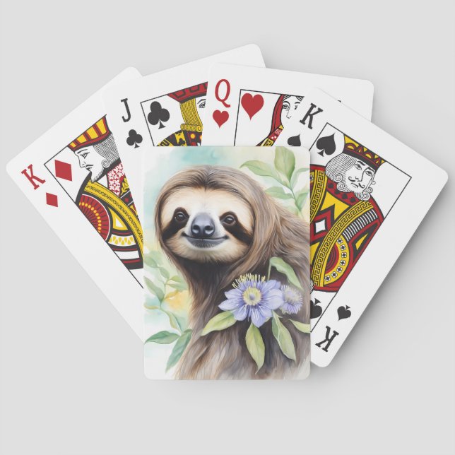 Jeu De Cartes Joli joli Sloth Aquarelle peinture (dos)