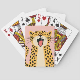 Jeu De Cartes Joli Léopard Sauvage de Dessin Animé Souriant et H