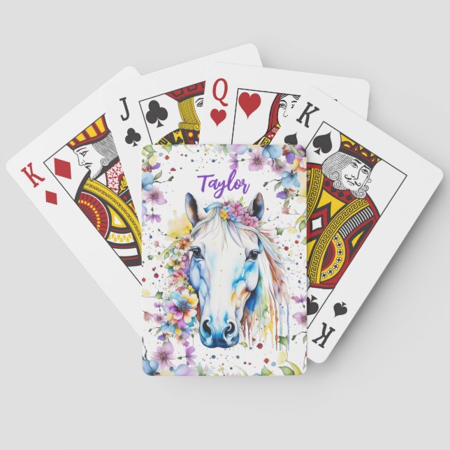 Jeu De Cartes Joli livre de croquis personnalisé Floral Cheval B (dos)