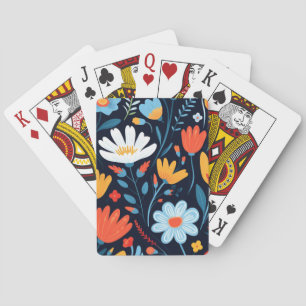Jeu De Cartes Joli modèle floral noir féminin