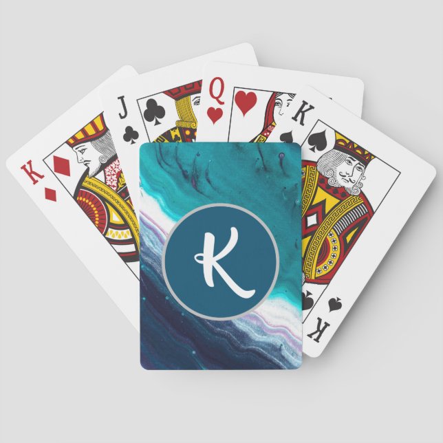 Jeu De Cartes Joli Monogramme bleu Abstrait (dos)