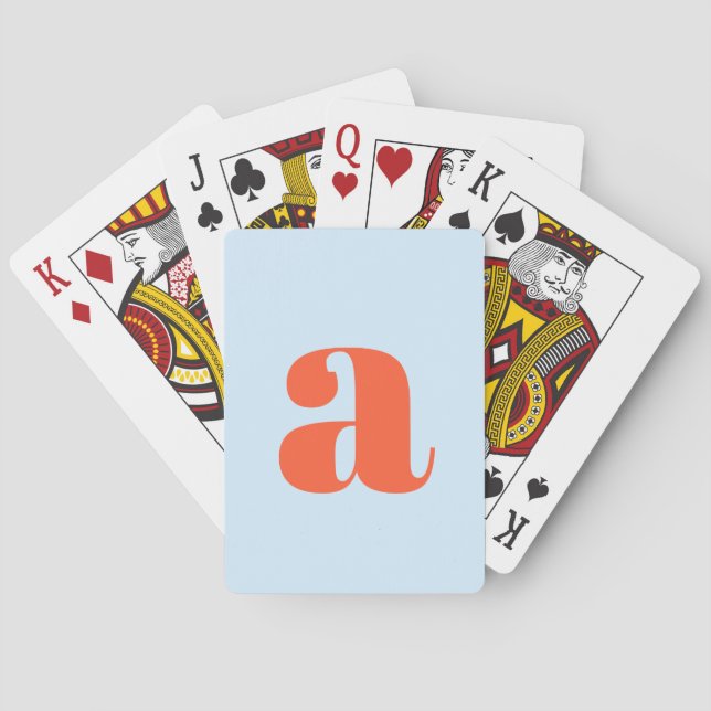 Jeu De Cartes Joli Monogramme Orange Bleu Doux Rétro (dos)