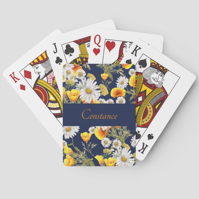 Jeu De Cartes Joli Motif Chamomile & Poppies Personnalisé (dos)