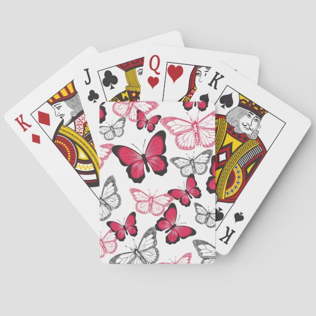 Jeu De Cartes Joli Motif d'art papillon rouge et noir (dos)