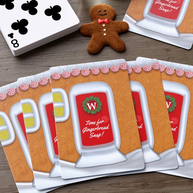 Jeu De Cartes Joli Noël Gingerbread Maison Monogram Vacances (Time for gingerbread snap! A fun stocking stuffer gift. Just add your initial)
