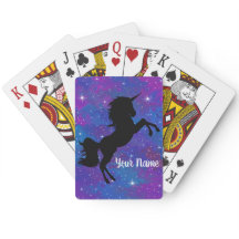 Joli nom personnalisé licorne noir/violet étoiles
