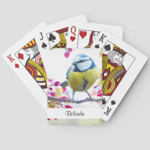 Jeu De Cartes Joli oiseau bleu et jaune sur une branche Photogra