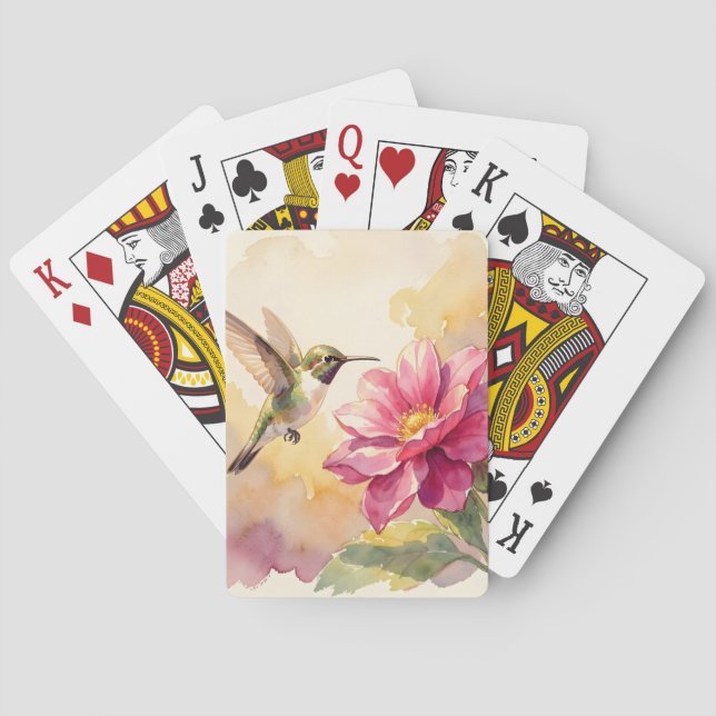 Jeu De Cartes Joli oiseau et fleur à l'aquarelle (dos)