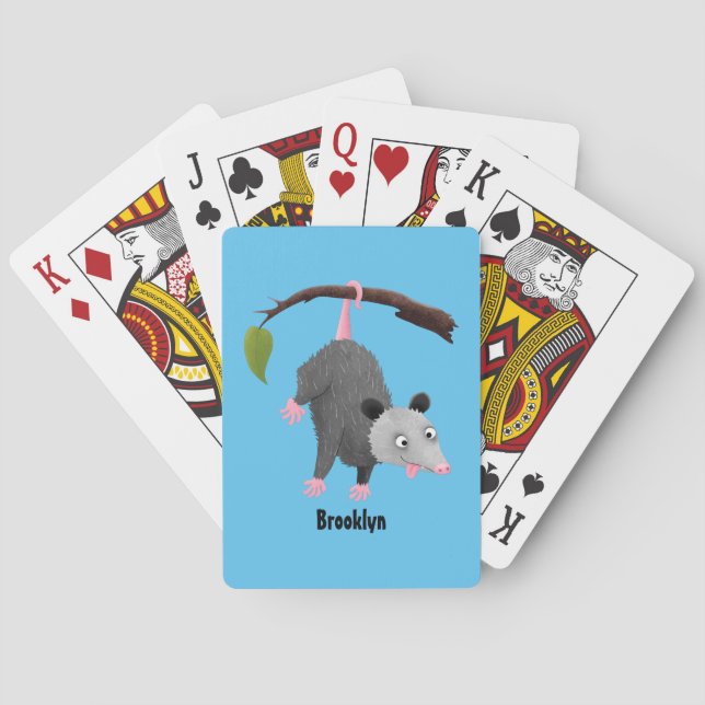 Jeu De Cartes Joli opossum accroché à la branche dessin animé (dos)