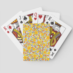 Jeu De Cartes Joli orange jaune fleurs blanches motif