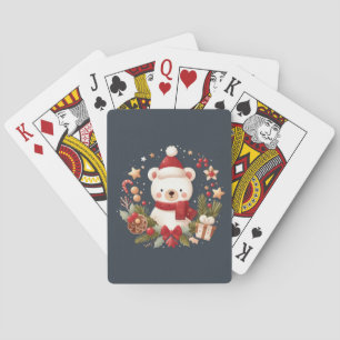 Jeu De Cartes Joli ours de Noël/d'hiver en couronne
