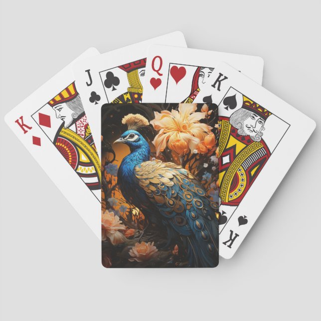 Jeu De Cartes Joli paon et fleurs (dos)