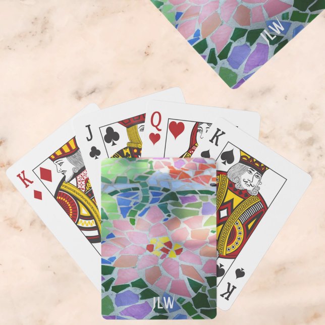 Jeu De Cartes Joli Pastel Rose Floral Mosaic Flower (Créateur téléchargé)