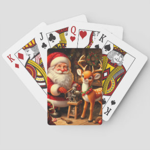 Jeu De Cartes Joli Père Noël et rennes 