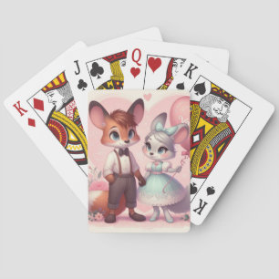 Jeu De Cartes Joli renard de caricature Saint Valentin