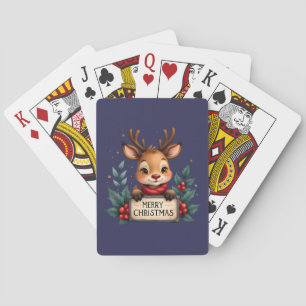Jeu De Cartes Joli renne de Noël avec Holly et signe