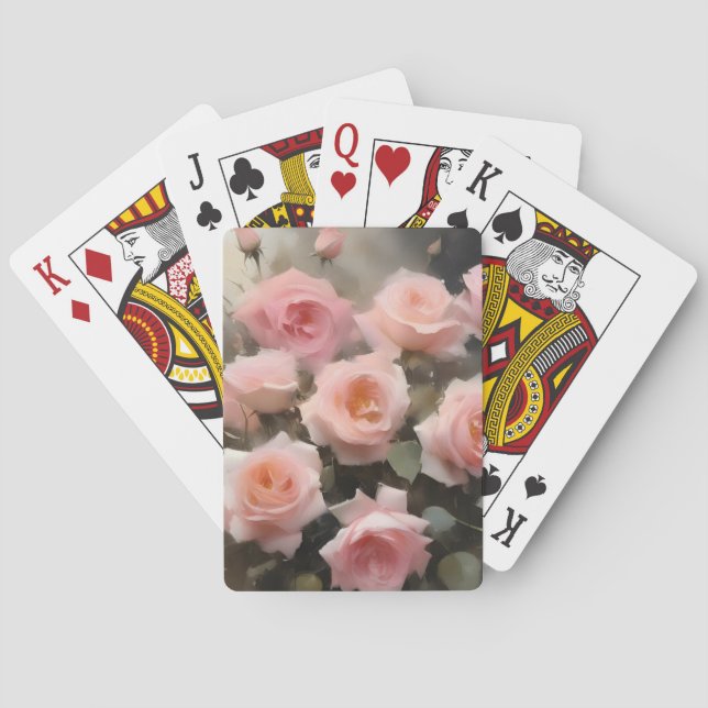 Jeu De Cartes Joli rose roses aquarelle peinture (dos)
