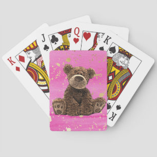 Jeu De Cartes Jolie aquarelle Ours en tourbe rose pour enfant