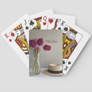 Jeu De Cartes Jolie Dahlia d'origine Photographie +Nom personnal