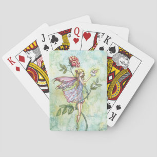 Jeu De Cartes Jolie fée avec lapin et rose