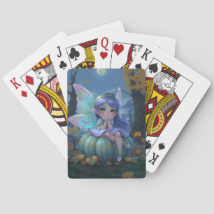 Jeu De Cartes Jolie fée sur une citrouille bleue