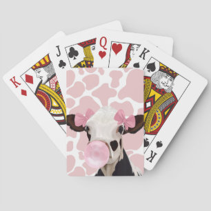 Jeu De Cartes Jolie fille Bubblegum rose soufflant vache