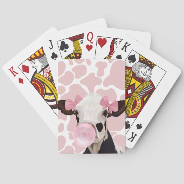 Jeu De Cartes Jolie fille Bubblegum rose soufflant vache (dos)