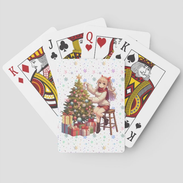Jeu De Cartes Jolie fille d'anime taillant l'arbre (dos)