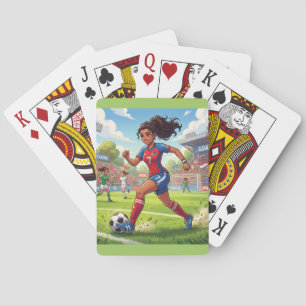 Jeu De Cartes Jolie Fille de Dessin Animé Jouant au Football