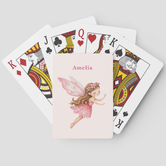Jeu De Cartes Jolie fille fée dans une robe rose capricieuse (dos)