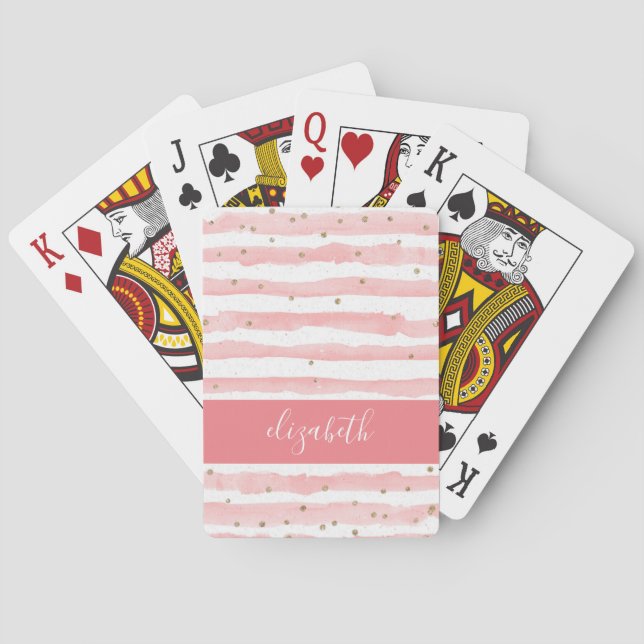 Jeu De Cartes Jolie fille rose jouer cartes avec le nom (dos)