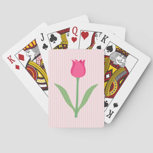 Jeu De Cartes Jolie Fleur De Tulipe Rose. (dos)