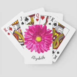 Jeu De Cartes Jolie fleur marguerite rose nom personnalisé femme