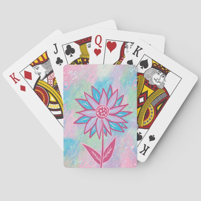 Jeu De Cartes Jolie fleur pastel dessinée à la main (dos)
