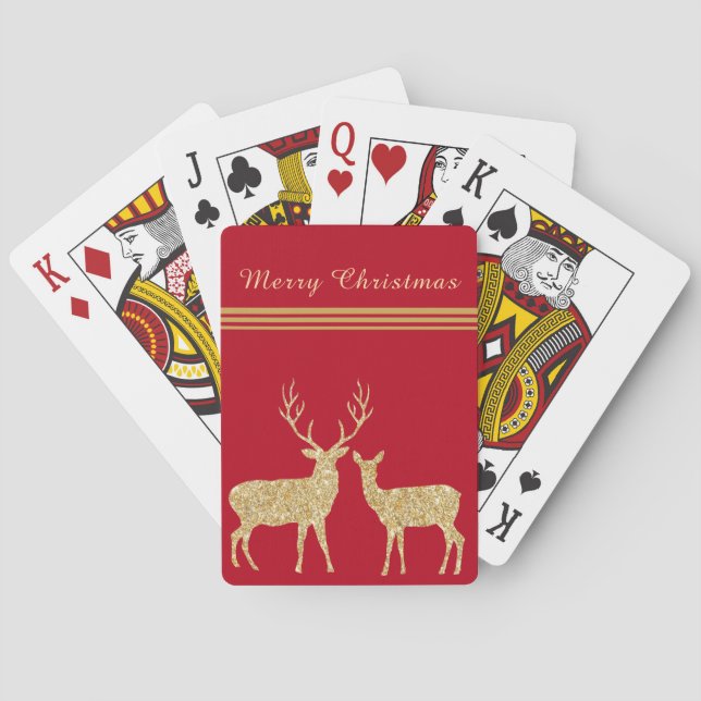 Jeu De Cartes Jolie Gold & Red Deer Joyeux Noël (dos)