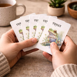 Jeu De Cartes Jolie grenouille d'arbre à l'aquarelle, personnali