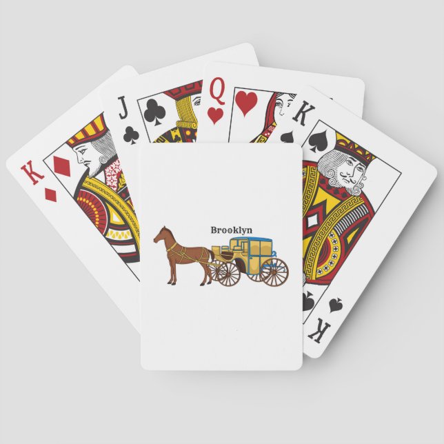 Jeu De Cartes Jolie illustration de cheval et de calèche royale (dos)