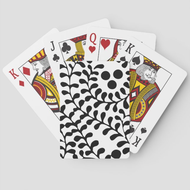 Jeu De Cartes Jolie impression noir et blanc fleurie (dos)