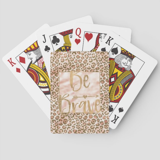 Jeu De Cartes Jolie imprimé léopard marron pêche Be Brave (dos)