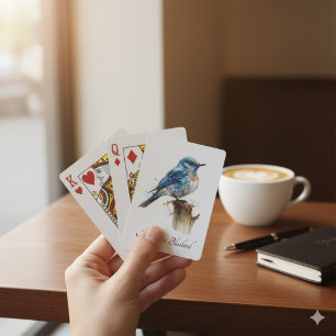 Jeu De Cartes Jolie petite merlette montagnarde aquarelle, perso