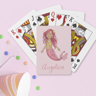 Jeu De Cartes Jolie Sirène Rose Joyeux Anniversaire Nom personna