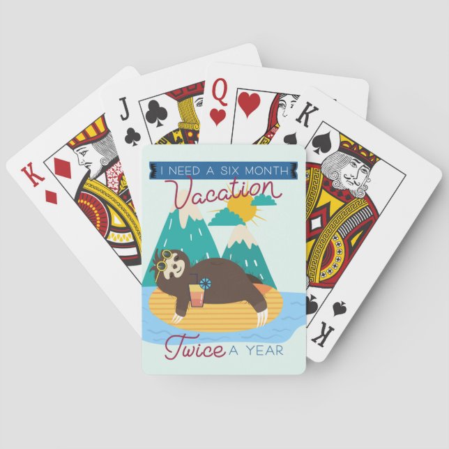 Jeu De Cartes Jolie Sloth J'ai besoin de vacances de six mois de (dos)