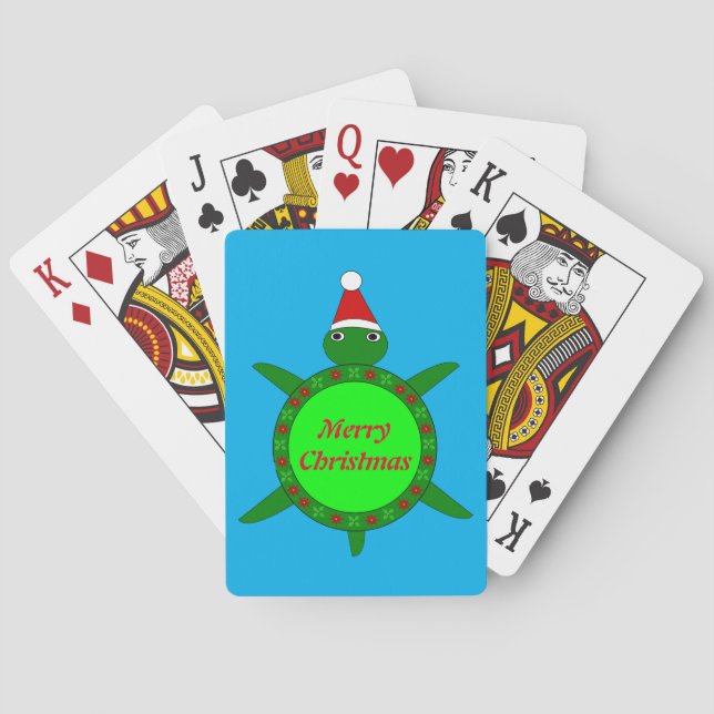 Jeu De Cartes Jolie tortue de Noël avec coquille de fleurs perso (dos)