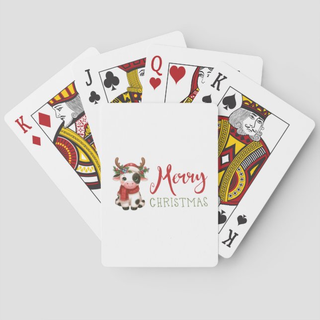 Jeu De Cartes Jolie vache de Noël mignonne (dos)