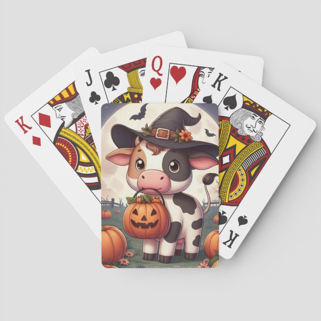 Jeu De Cartes Jolie vache sorcière Halloween (dos)